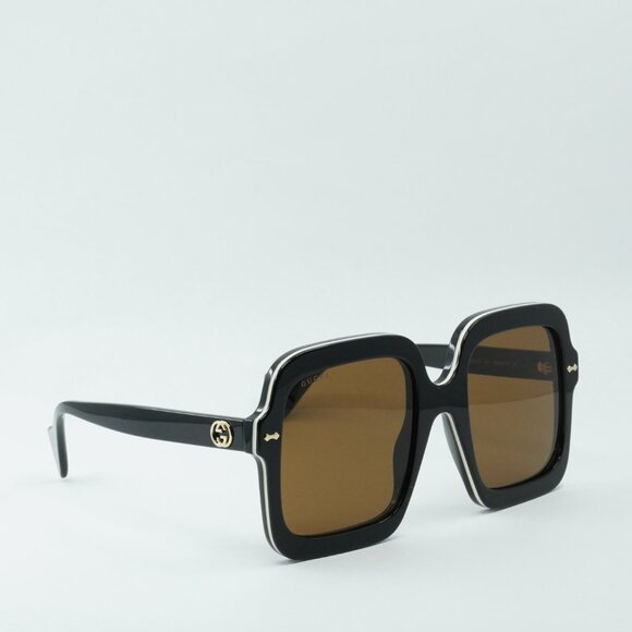 Gucci GG1241S 001 Sunglasses Black Square Frame, Brown Lenses main image 6